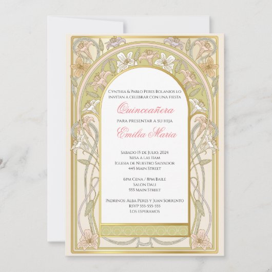 Quinceañera invitation retro vinage en espanol (Devant)