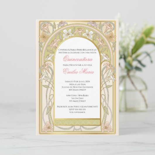 Quinceañera invitation retro vinage en espanol (Debout devant)