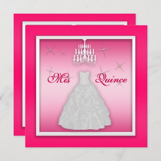 Quinceanera Invitation rose-chaud (Devant / Derrière)