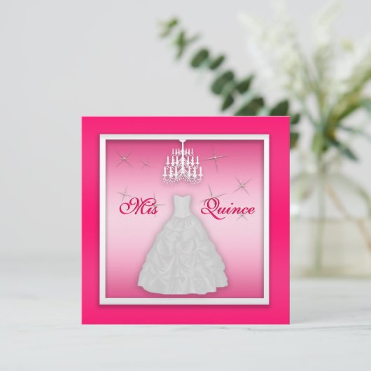 Quinceanera Invitation rose-chaud (Debout devant)