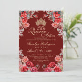 Quinceanera - Invitation Rose d'or rouge (Debout devant)