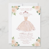 Quinceanera Invitation Rose Gold Rose Blush Gown (Devant)