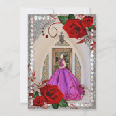 Quinceanera Invitation Rose rouge Parties scintill (Dos)