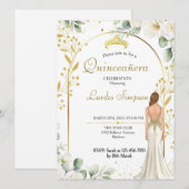 Quinceañera invitation White Floral (Devant / Derrière)