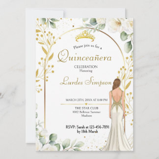 Quinceañera invitation White Floral Kaart