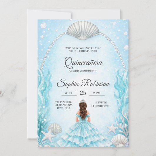 Quinceanera Invitation with an ocean theme  (Devant)