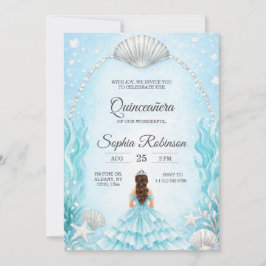 Quinceanera Invitation with an ocean theme Kaart