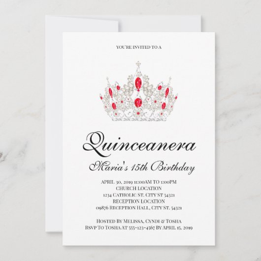 Quinceanera, Invitations Rouges (Devant)