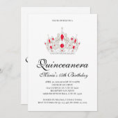 Quinceanera, Invitations Rouges (Devant / Derrière)