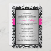 Quinceanera Invite | GEDRUKT RIBBON Pink, zwart Kaart (Achterkant)