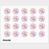 Quinceanera Iridescent Blush Glam Jurk Naam Datum Ronde Sticker (Vel)