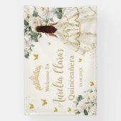 Quinceañera Ivoor Wit Bloemen Jurk Prinses Goud Spandoek (Verticaal)