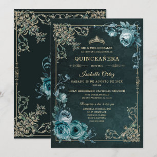 Quinceañera kleur Esmeralda y oro Kaart