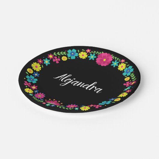 QUINCEAÑERA KLEURRIJKE BLOEM PAPIEREN BORDJE (Gekanteld)