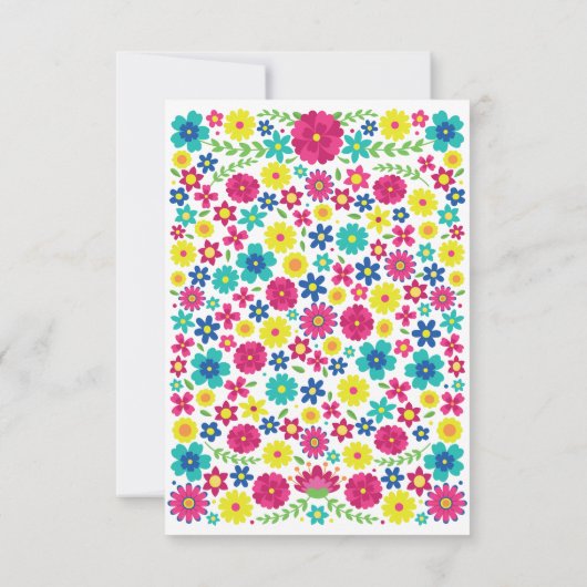 Quinceañera kleurrijke bloemen menu (Achterkant)