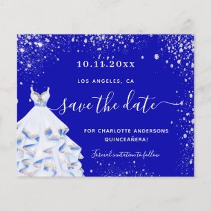 Quinceanera koningsblauwe jurk budget save the dat flyer
