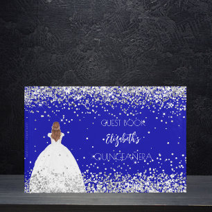Quinceanera koningsblauwe jurk confetti gastenboek