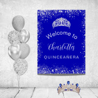 Quinceanera koninklijk blauwe zilveren glitter wel