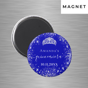 Quinceanera koninklijk blauwe zilveren glitters ti magneet