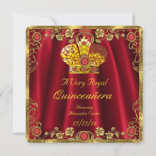Quinceanera Koninklijke Rode Edelsteen Gouden Prin Kaart