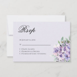 Quinceanera Lavendel bloemend antwoord RSVP kaart