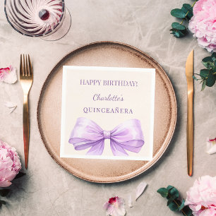 Quinceanera lavendelboog ivoor lunch servet