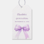 Quinceanera lavender bow DIY write by hand Cadeaulabel (Voorkant)