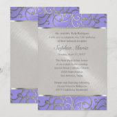 Quinceanera Lavender Paarse Silver Filigree Swirls Kaart (Voorkant / Achterkant)