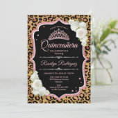 Quinceanera - Leopard Roos Gold Kaart (Staand voorkant)