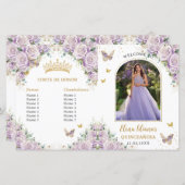 Quinceañera Lila Bloemenvlinders Fotoprogramma (Voorkant / Achterkant)