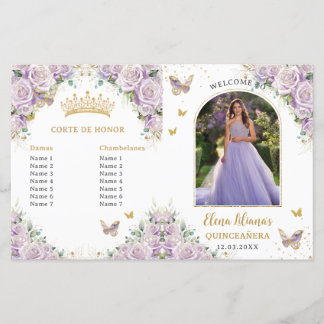 Quinceañera Lila Bloemenvlinders Fotoprogramma