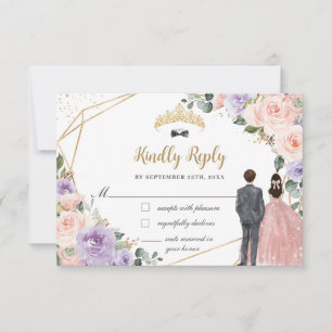 Quinceañera Lila Blush Bloemen Twins Jongen Meisje RSVP Kaartje