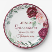 Quinceanera Lila Paars Bord van Floral Paper (Voorkant)