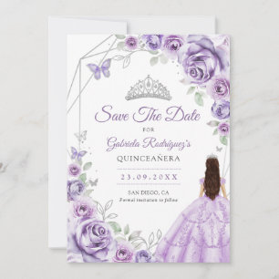 Quinceanera lila paarse rozen jurk zilver save the date