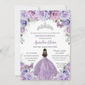 Quinceañera Lila Purple Flowers Butterflies Crown Kaart (Voorkant)