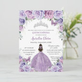 Quinceañera Lila Purple Flowers Butterflies Crown Kaart (Staand voorkant)