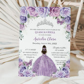 Quinceañera Lila Purple Flowers Butterflies Crown Kaart