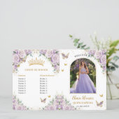 Quinceañera Lilac Floral Butterflies Programme Pho (Debout devant)