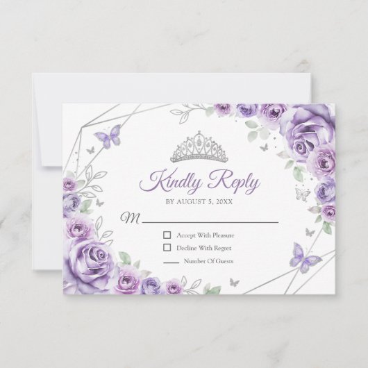 Quinceanera Lilac Robe d'Argent Violet Réponse Flo (Devant)