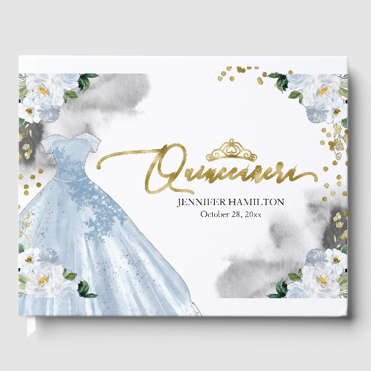Quinceanera Livre d'hôtes Robe bleue Floral (Recto)