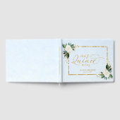 Quinceanera Livre d'invité Dusty Blue Gold Foil Fl (Complet)