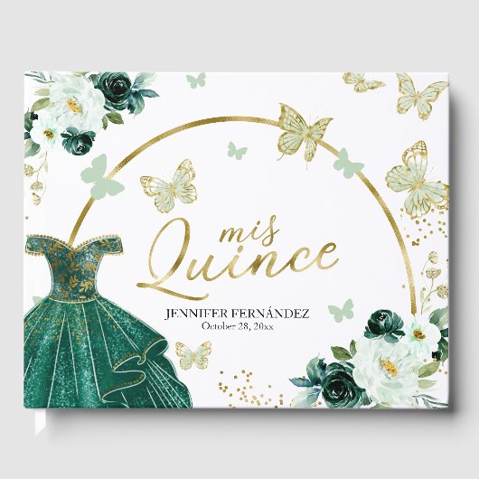 Quinceanera Livre d'invité Robe à papillon bleu (Recto)