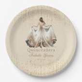 Quinceañera Luxe Ivoor Goud Gepersonaliseerd Papieren Bordje (Voorkant)