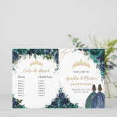 Quinceañera Marine Emerald Floral Budget Programme (Debout devant)