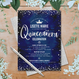 Quinceañera Marine Zilver Glitter Prinses Kroon Kaart