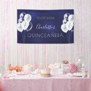 Quinceanera marineblauw-ballonvaarder spandoek