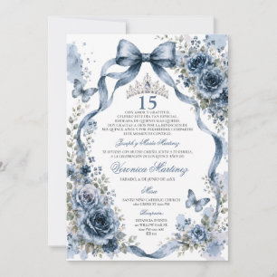 Quinceañera marineblauwe 15 jaar prinsessen tiara kaart