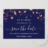 Quinceanera marineblauwe roos Save the Date Folie Feestdagenkaart (Voorkant)