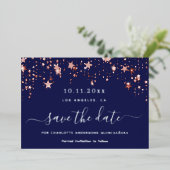 Quinceanera marineblauwe roos Save the Date Folie Feestdagenkaart (Staand Voorkant)