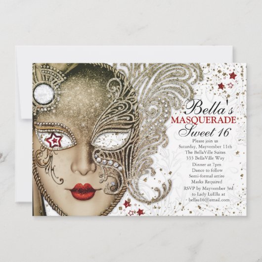 Quinceanera Masquerade Anniversaire Invitations (Devant)